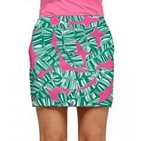 Loudmouth Golf Fairway Classic Underwater Palm Pink Sharks Skort Size 10 - Picture 1 of 14